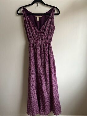 Sleeveless Purple Geometric V-Neck Maxi Dress
